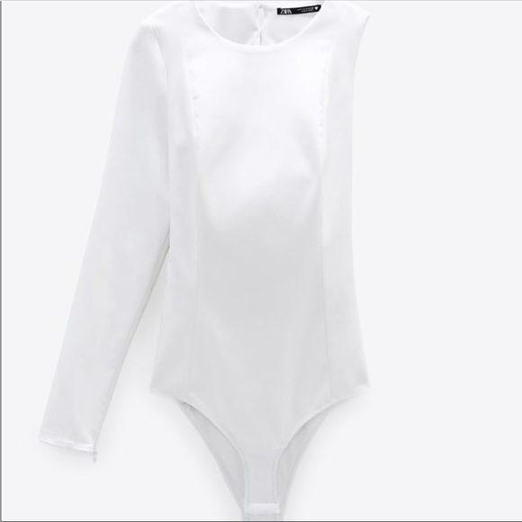Zara white asymmetrical bodysuit, open back, size XS - Picture 3 of 6